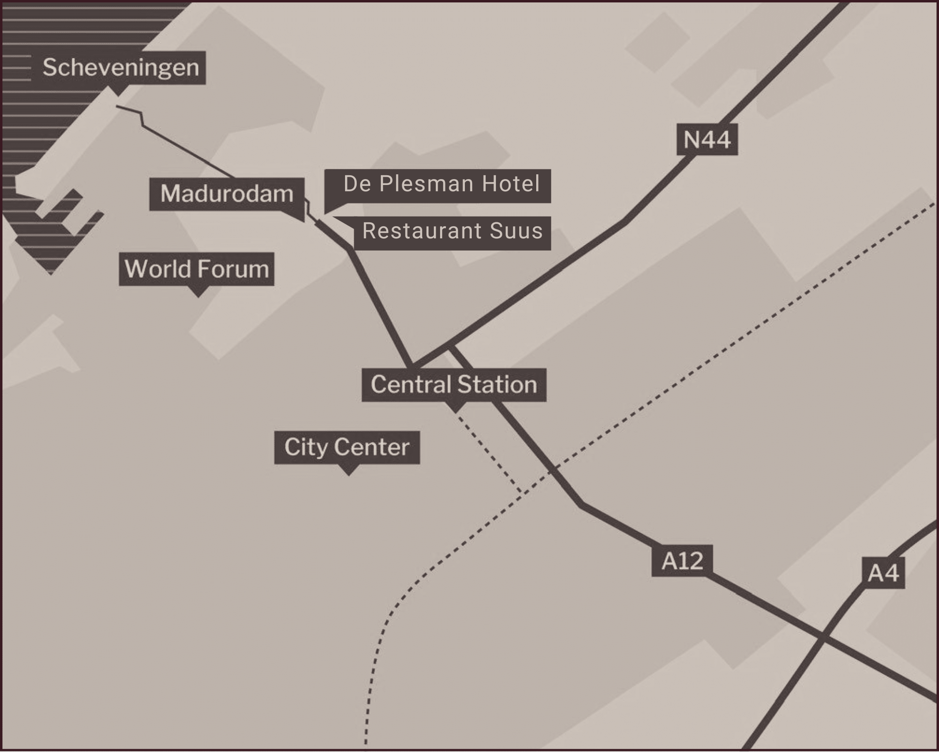 Map - De Plesman Hotel - Restaurant Suus - The Hague